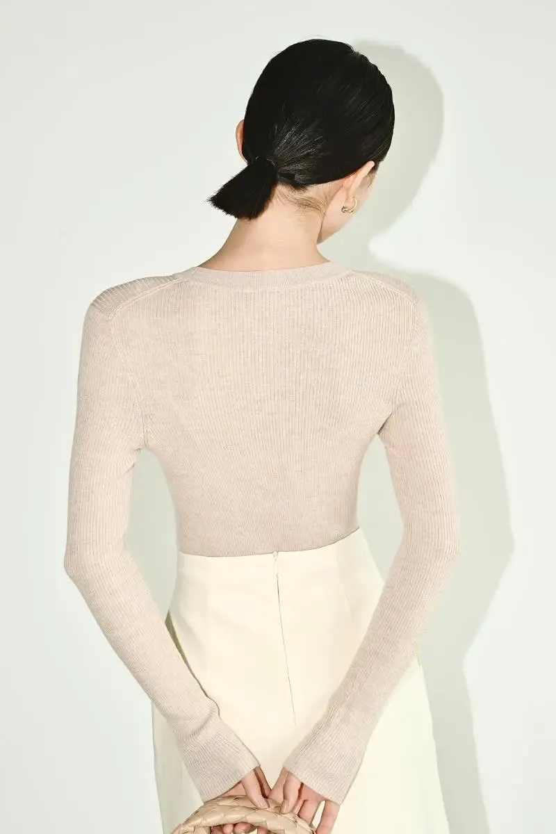 100 Merino Wool Seamless Knit Crewneck Sweater
