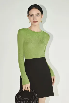 100 Merino Wool Seamless Knit Crewneck Sweater