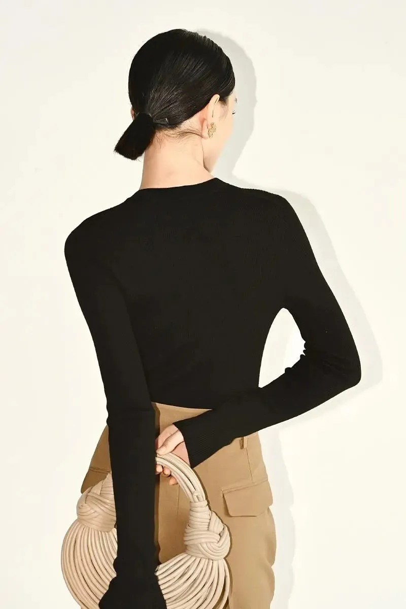 100 Merino Wool Seamless Knit Crewneck Sweater