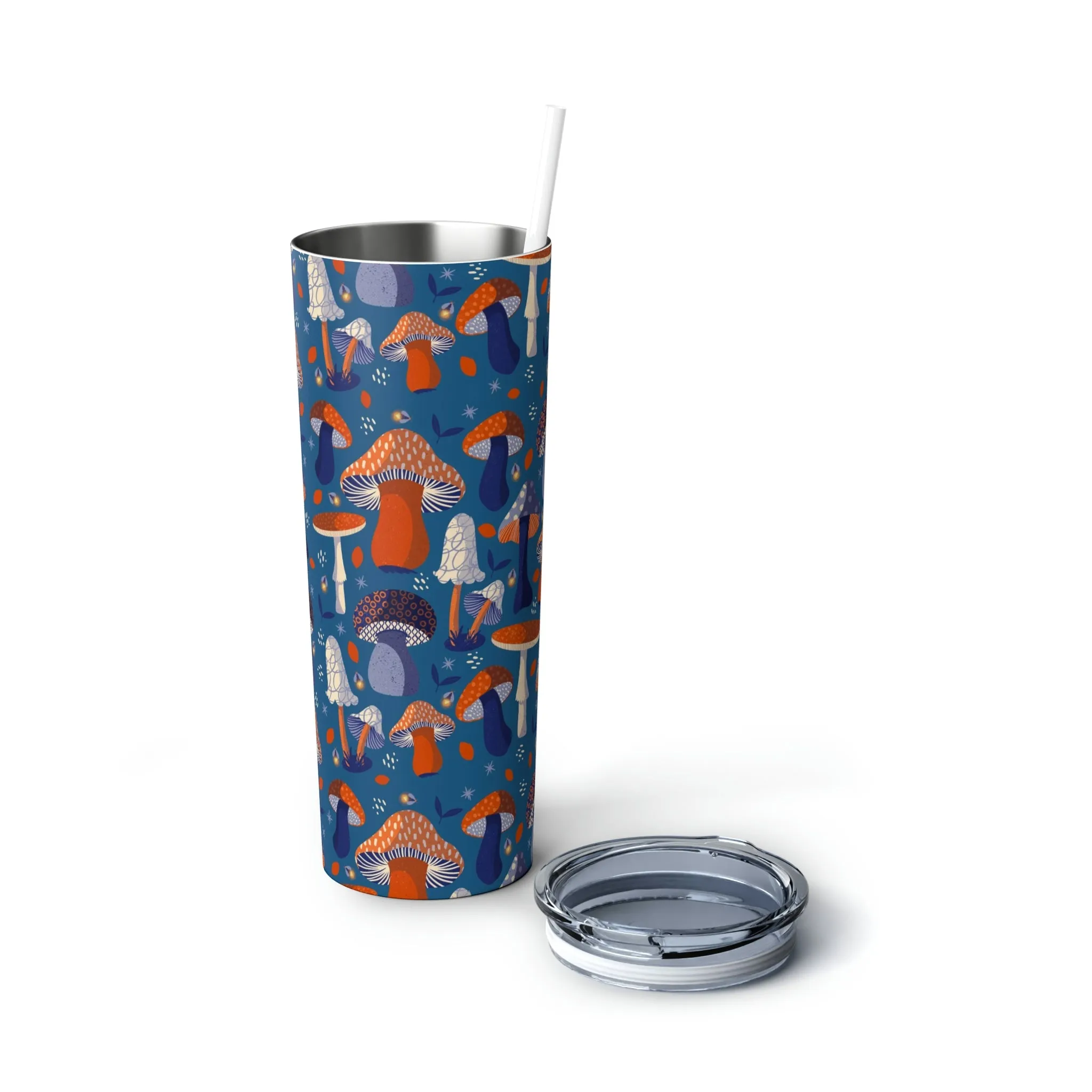20 oz Skinny Steel Tumbler with Straw, Mushroom Lover Cup