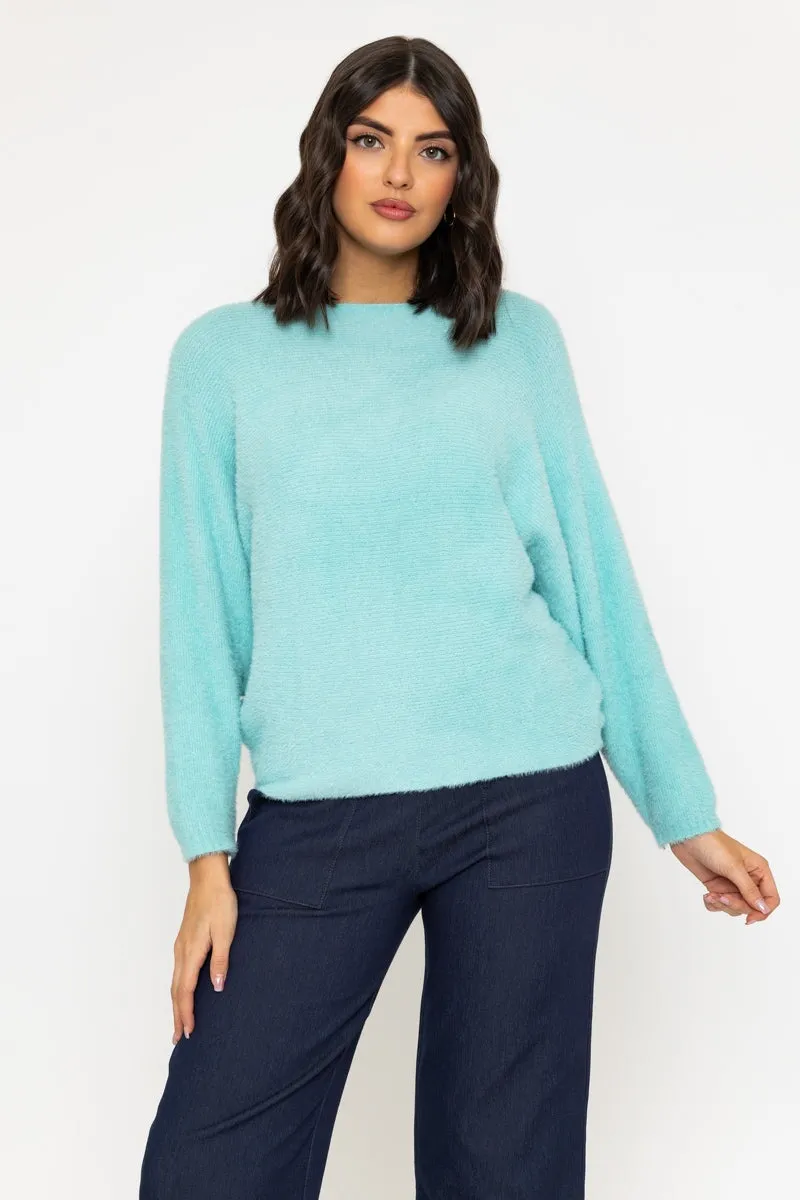 Aqua Blue Fluffy Knit Jumper