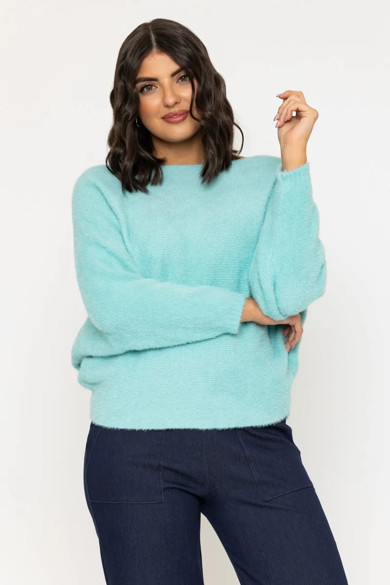 Aqua Blue Fluffy Knit Jumper