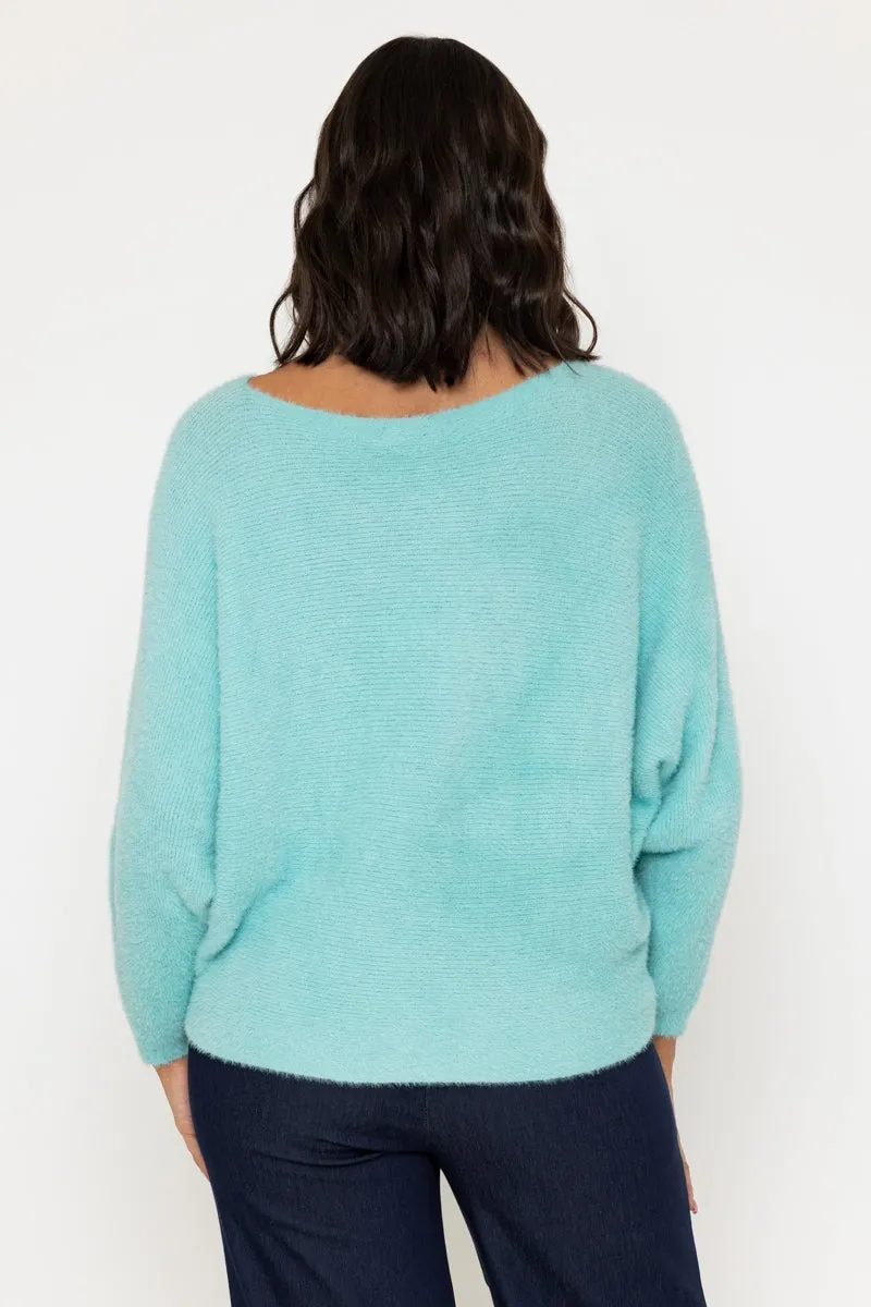 Aqua Blue Fluffy Knit Jumper
