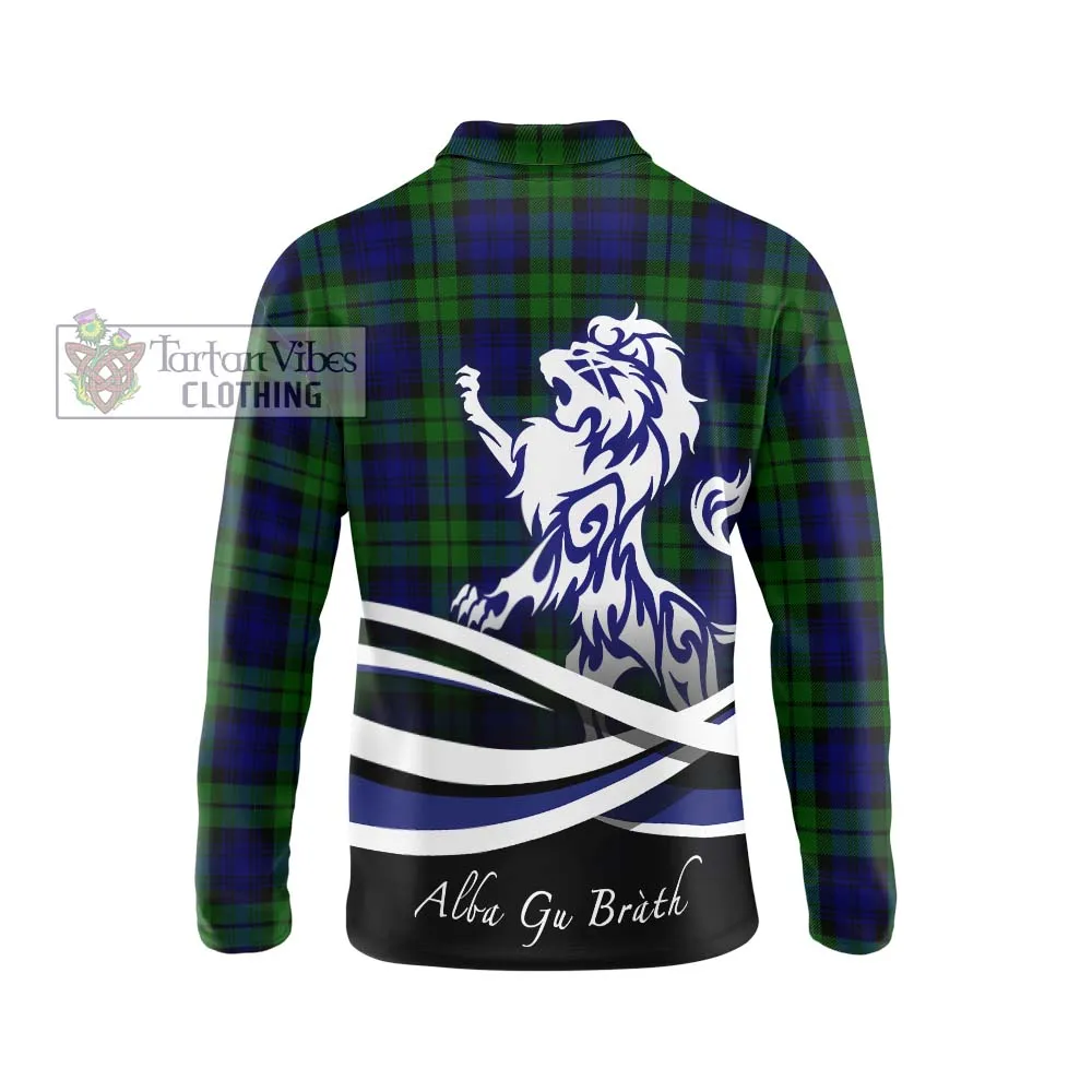 Bannatyne Tartan Long Sleeve Polo Shirt with Alba Gu Brath Regal Lion Emblem