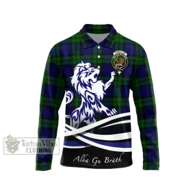 Bannatyne Tartan Long Sleeve Polo Shirt with Alba Gu Brath Regal Lion Emblem