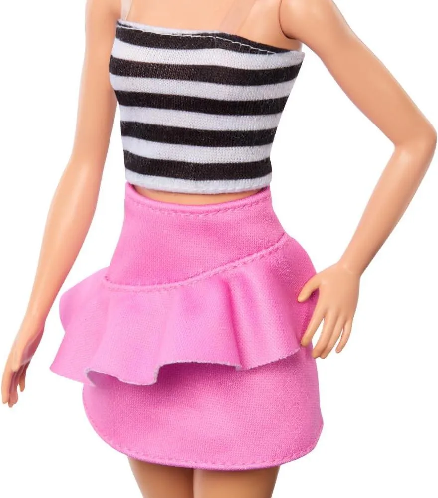 Barbie Fashionistas Doll #213, Blonde With Striped Top, Pink Skirt & Sunglasses, 65th Anniversary