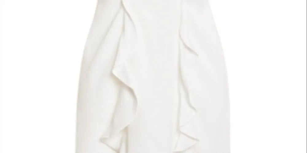 BCBGMAXAZRIA Women's Ruffled Sleeveless V Neck Mini Dress White Size 8