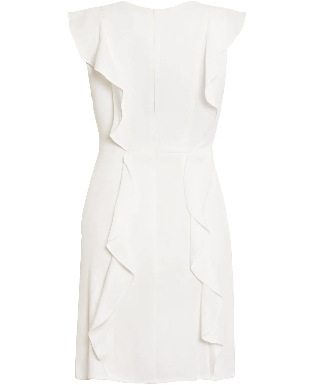 BCBGMAXAZRIA Women's Ruffled Sleeveless V Neck Mini Dress White Size 8