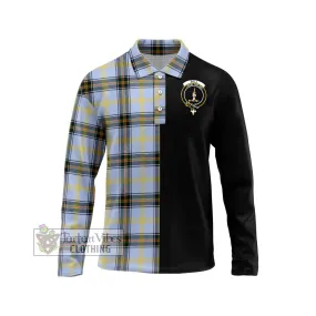 Bell Tartan Long Sleeve Polo Shirt with Family Crest and Half Of Me Style