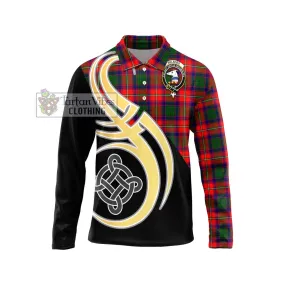 Belshes Tartan Long Sleeve Polo Shirt with Family Crest and Celtic Symbol Style