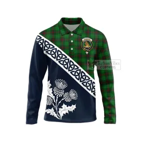 Beveridge Tartan Long Sleeve Polo Shirt Featuring Thistle and Scotland Map