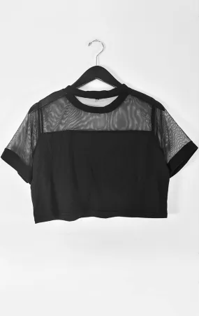 Black Mesh Crop Top