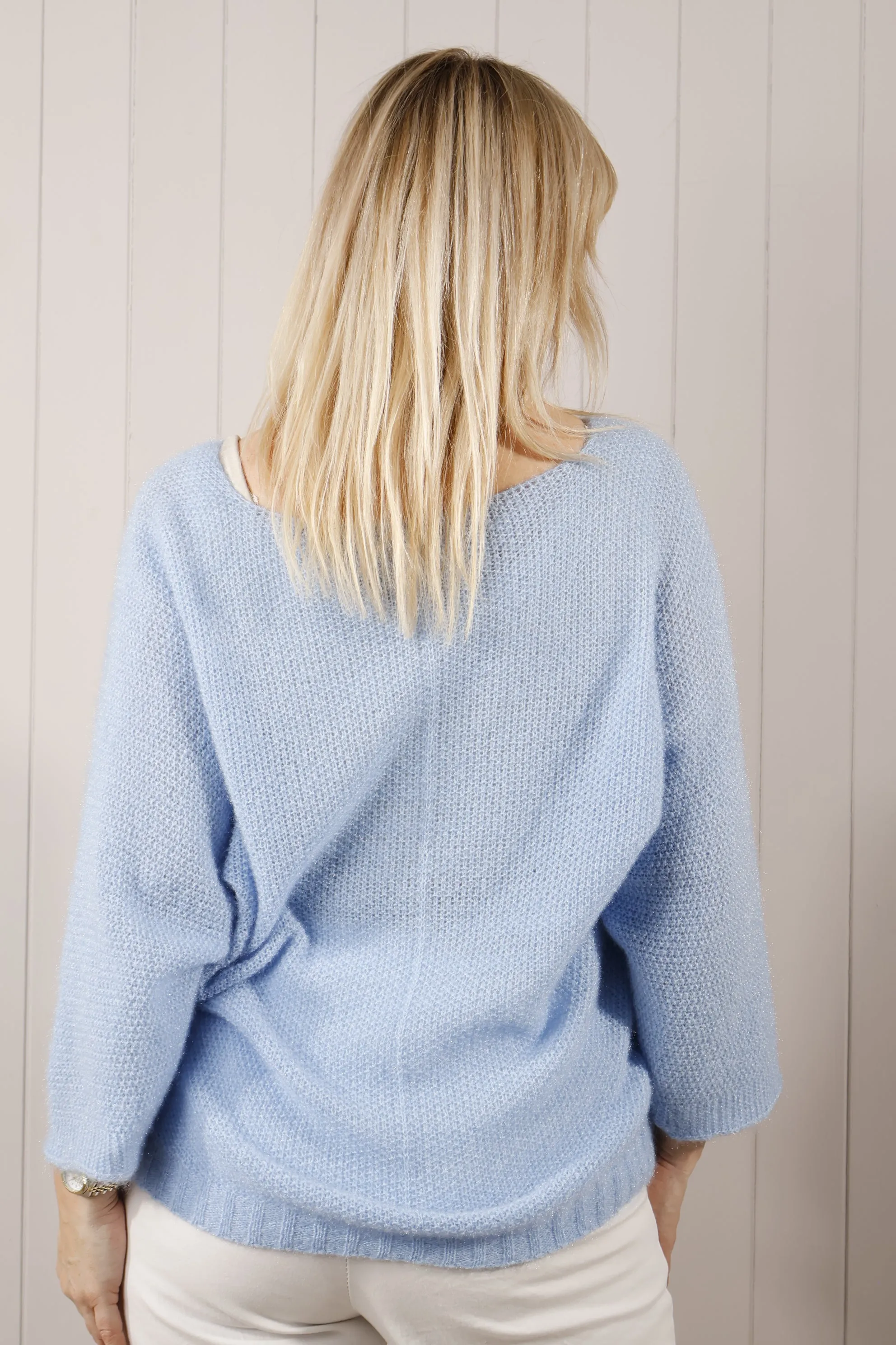 Bryony Brushed Knit Jumper Baby Blue