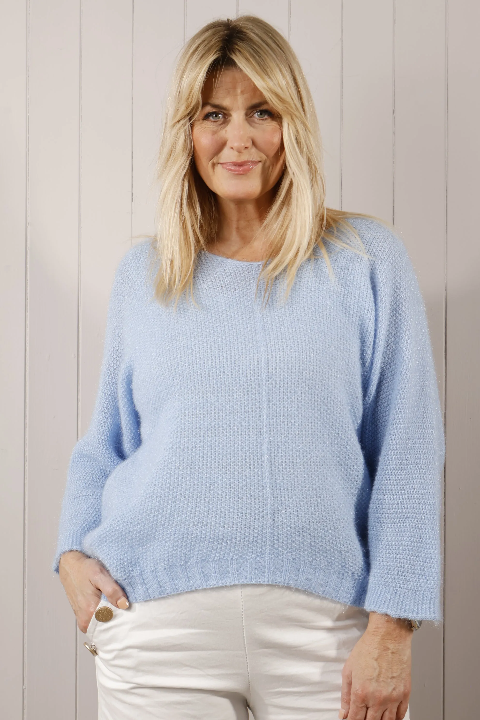 Bryony Brushed Knit Jumper Baby Blue