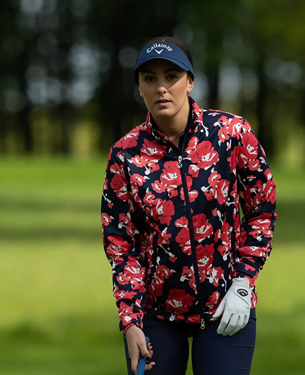 Callaway Golf Ladies Floral Soft Shell Jacket- Peacoat - CGJSC056