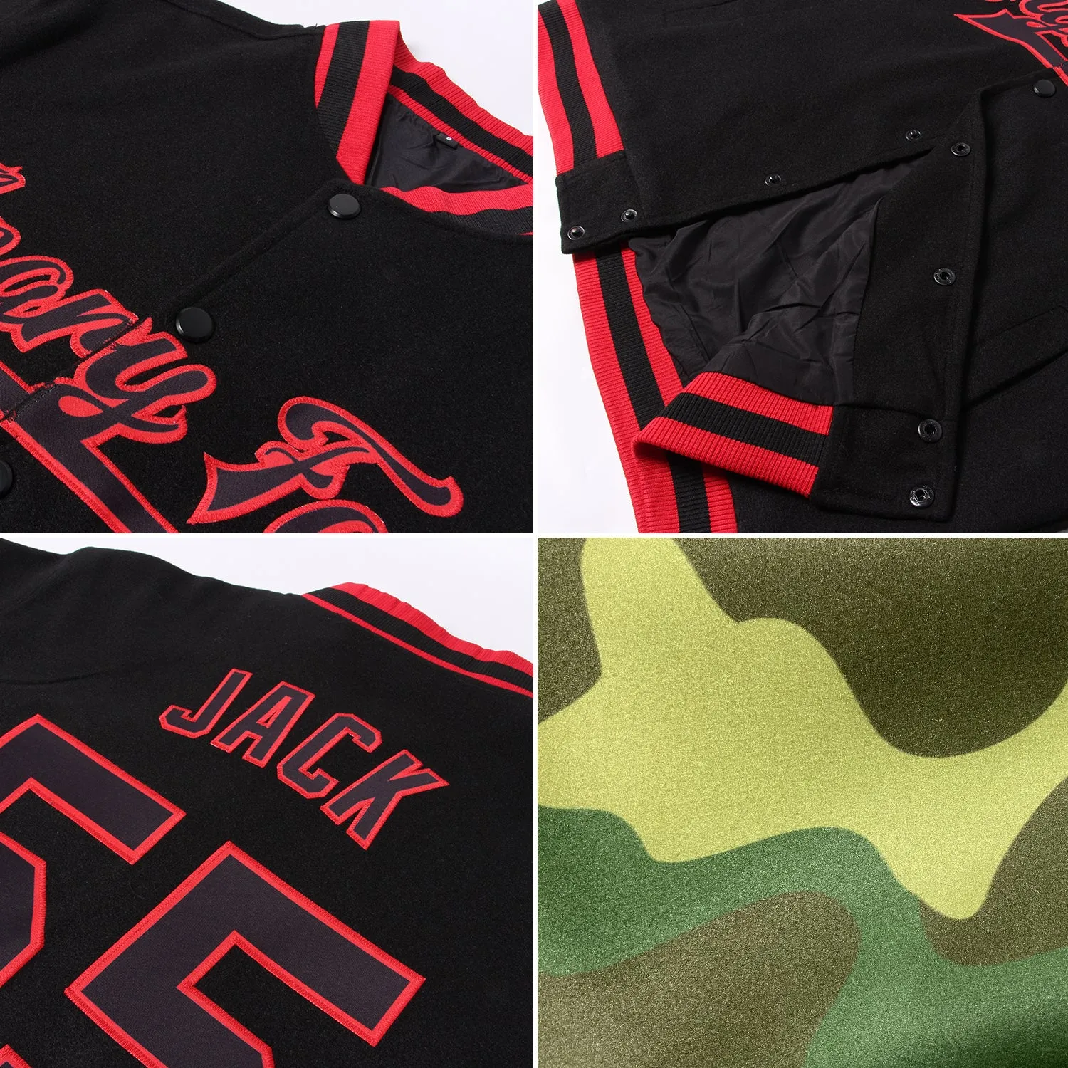 Custom Camo Royal-White Bomber Full-Snap Varsity Letterman Salute To Service Jacket