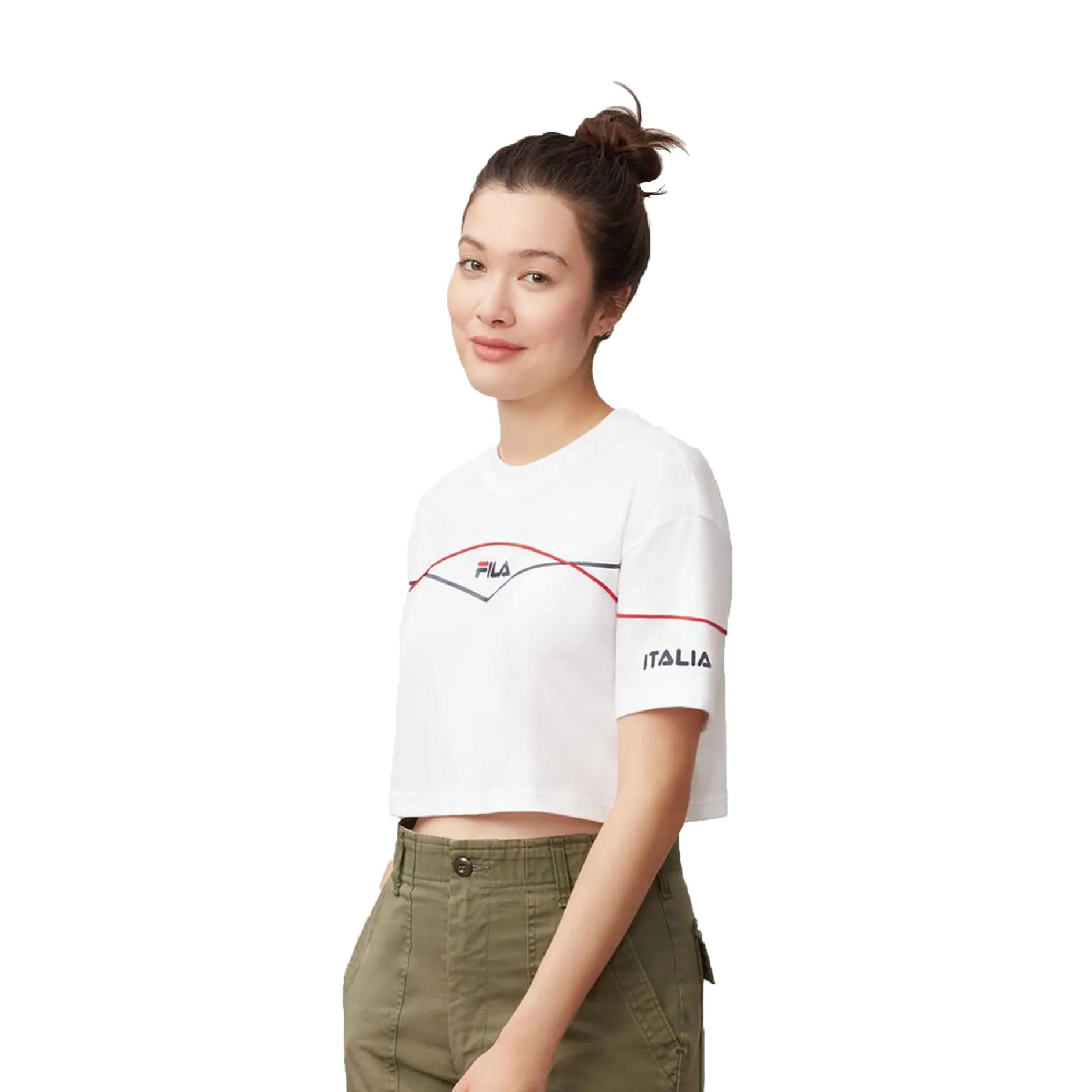 Fila Kana Women's Crop T-Shirt White-Peacoat-Red