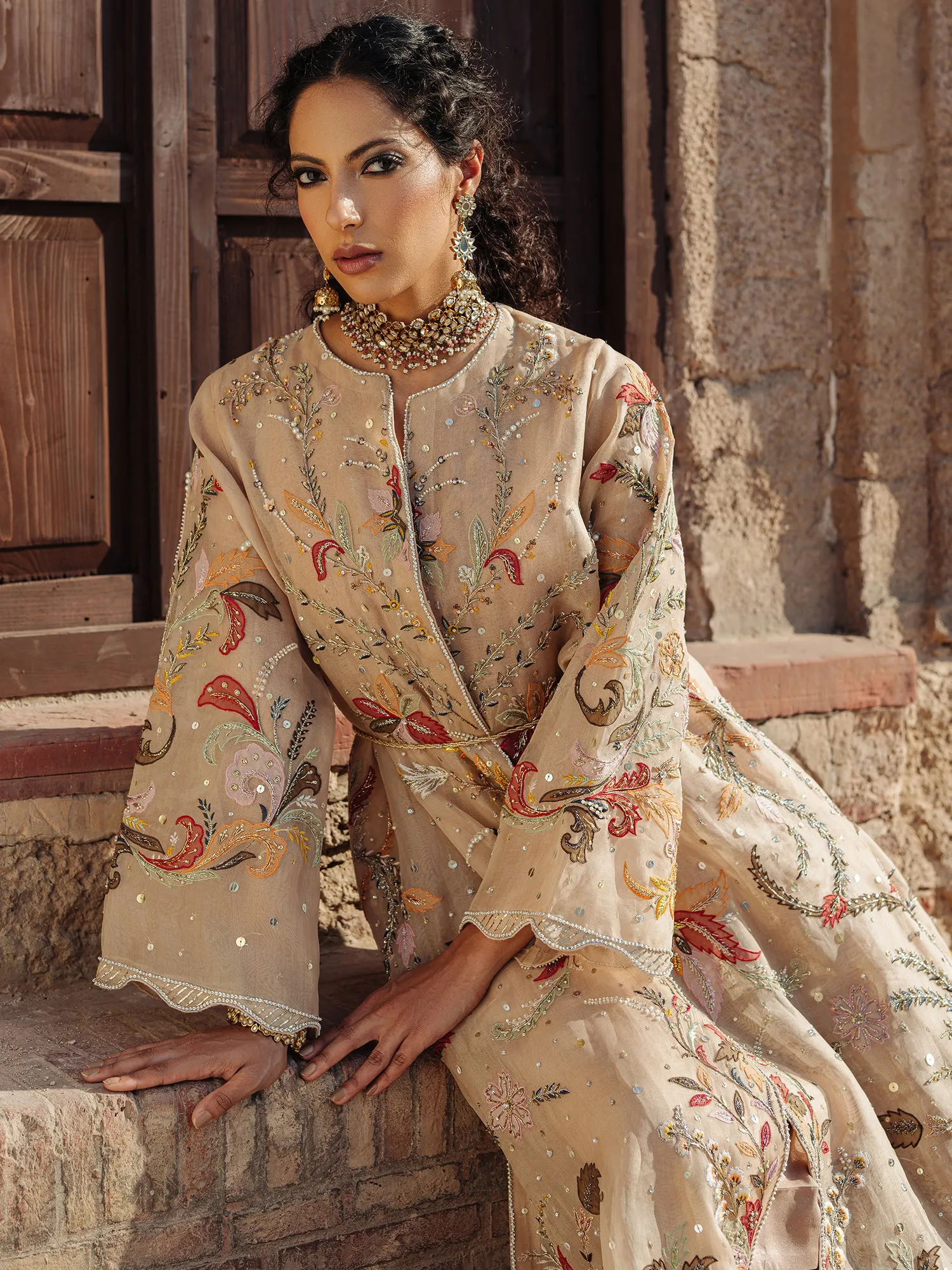 Front Open Sicily Choli With Culottes Set