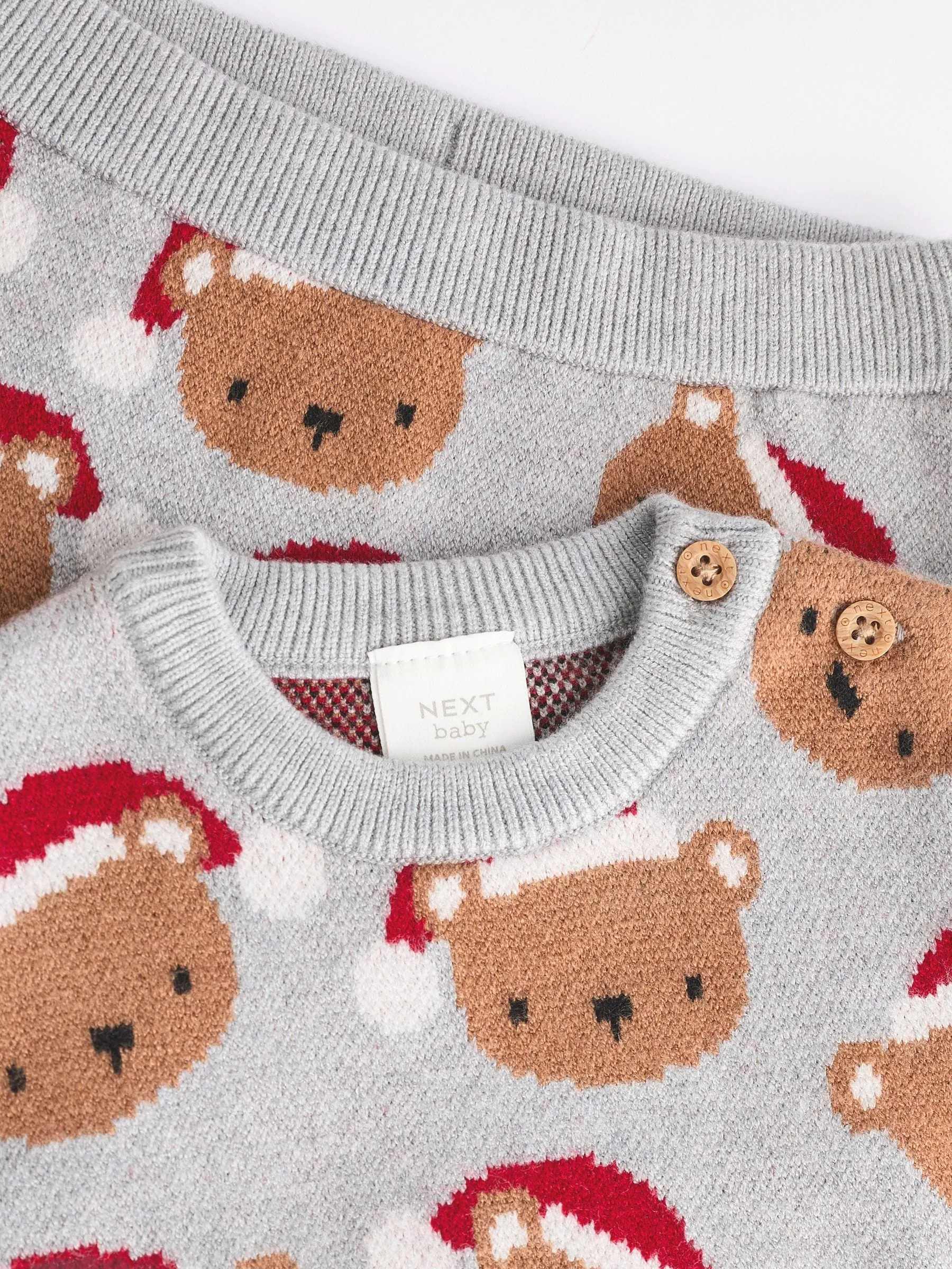 Grey Bear Christmas Knitted Jumper and Leggings Baby Set (0mths-2yrs)
