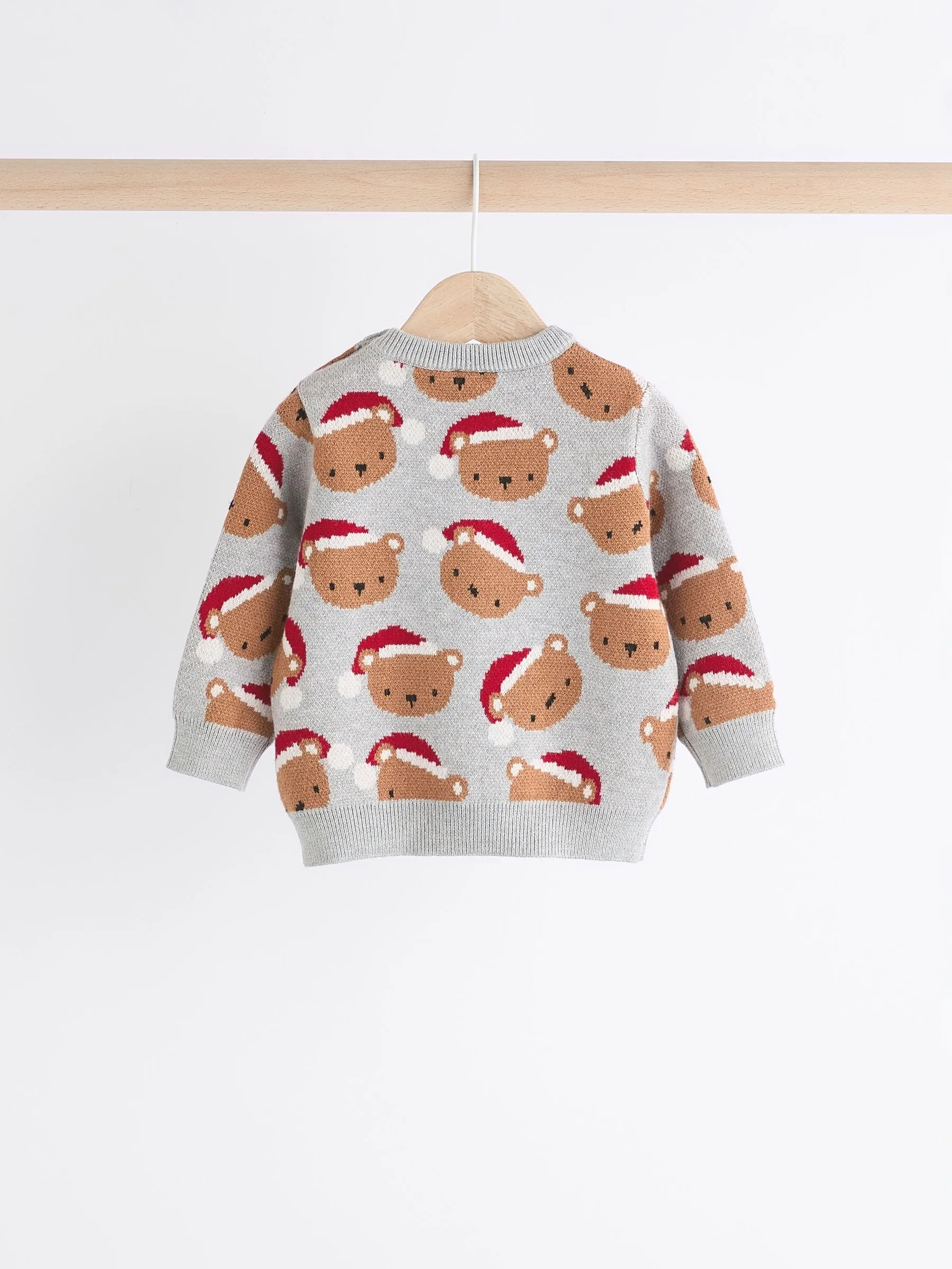 Grey Bear Christmas Knitted Jumper and Leggings Baby Set (0mths-2yrs)