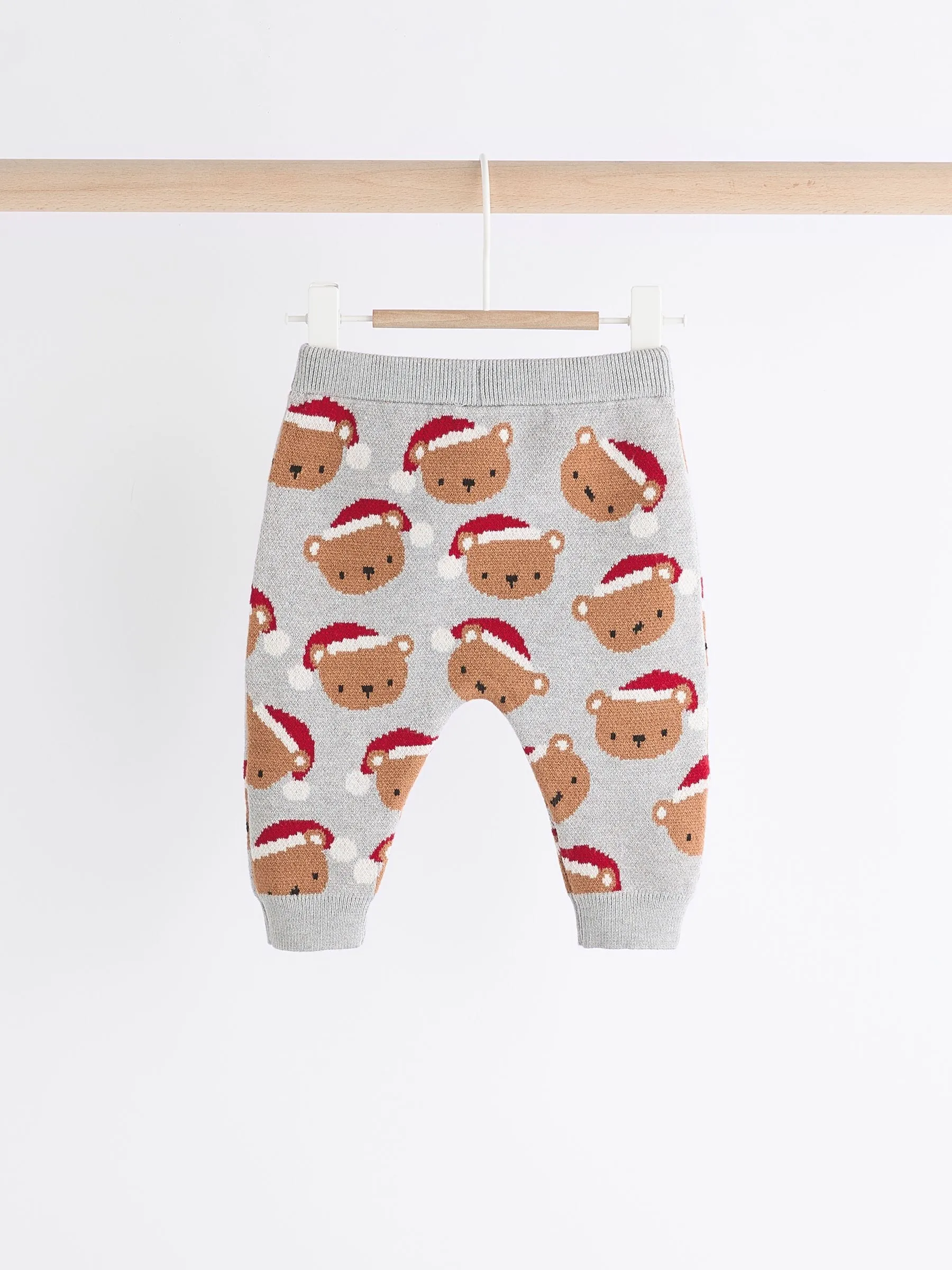 Grey Bear Christmas Knitted Jumper and Leggings Baby Set (0mths-2yrs)