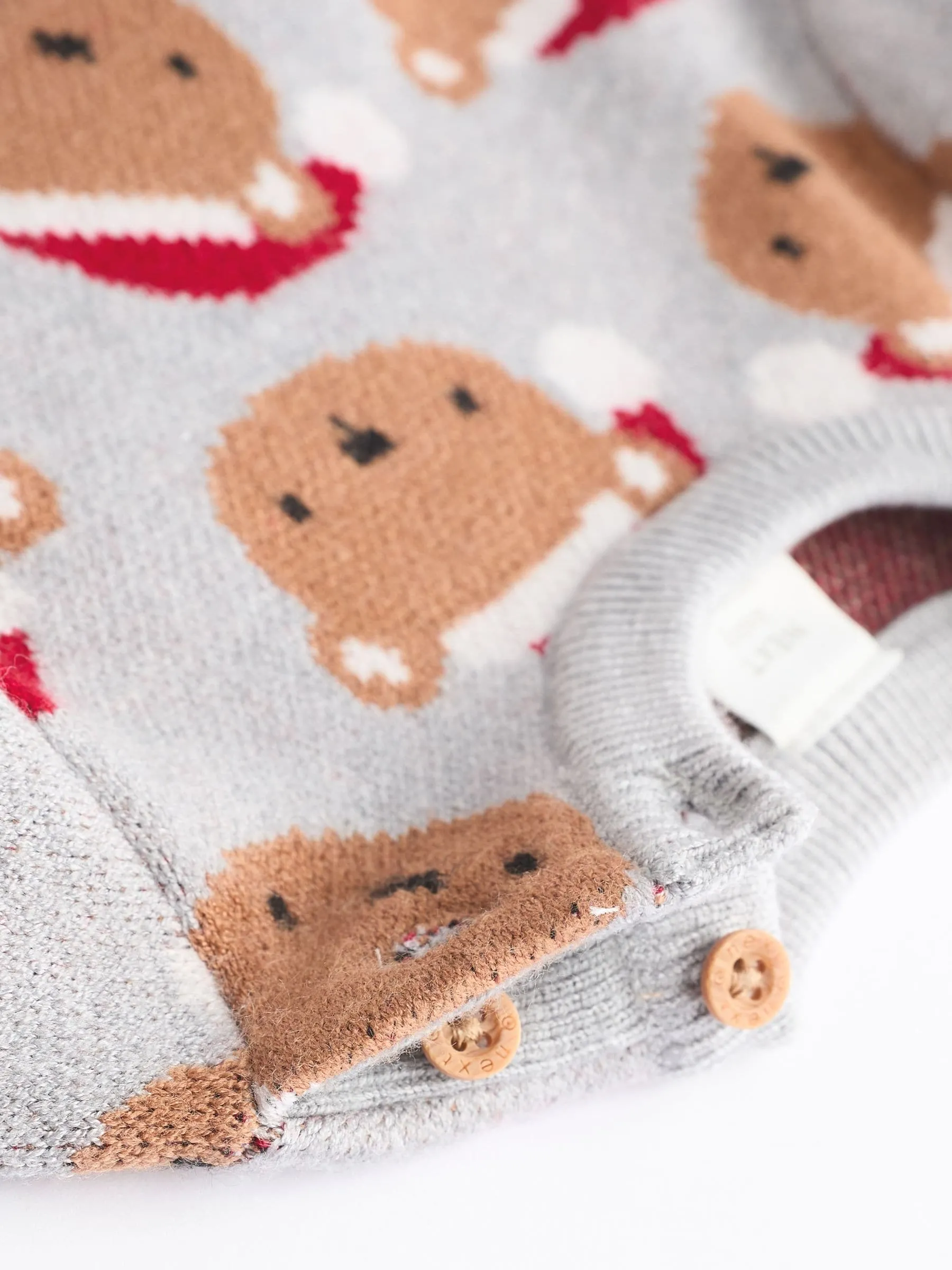 Grey Bear Christmas Knitted Jumper and Leggings Baby Set (0mths-2yrs)