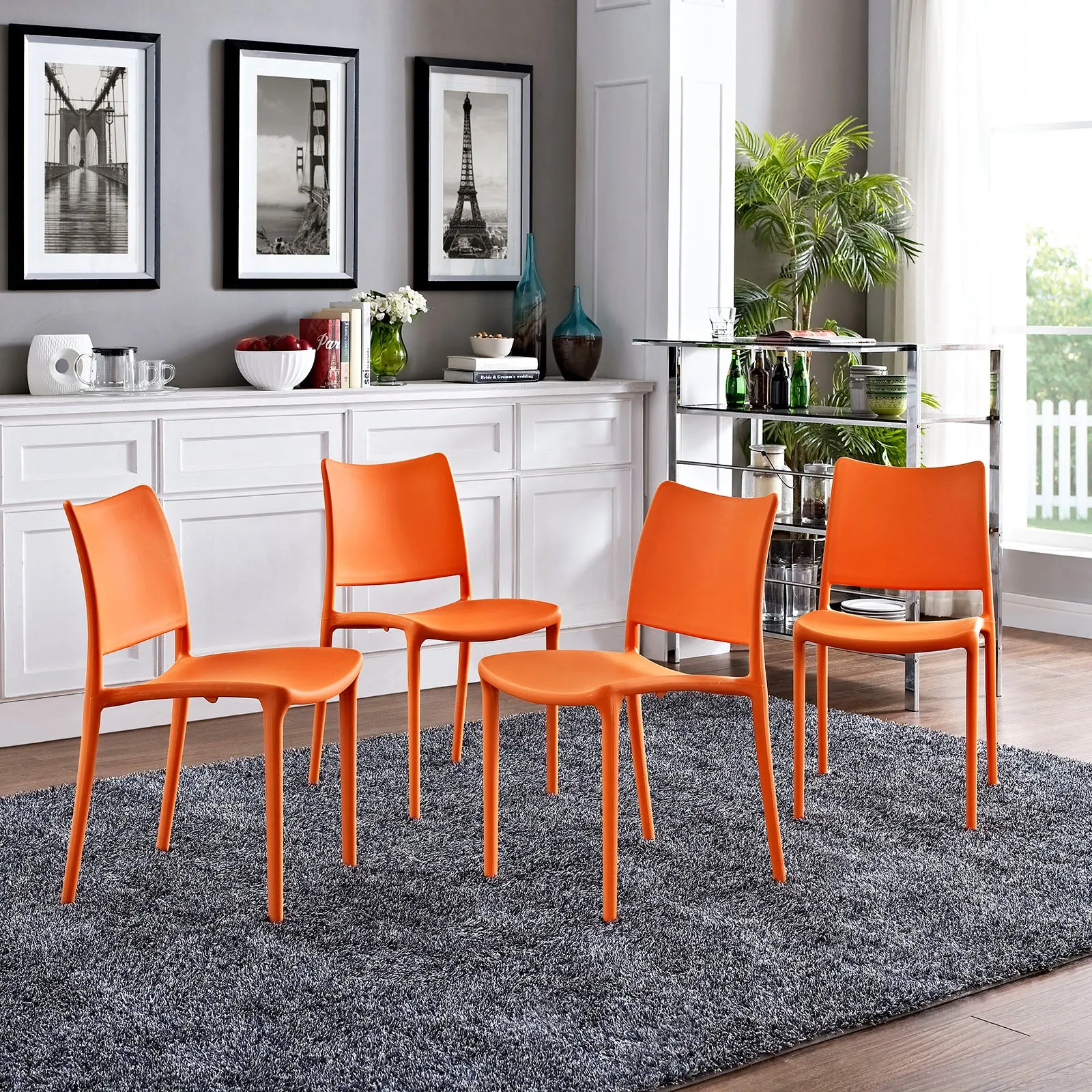 Hipster Dining Side Chair Set of 4 Orange EEI-2425-ORA-SET