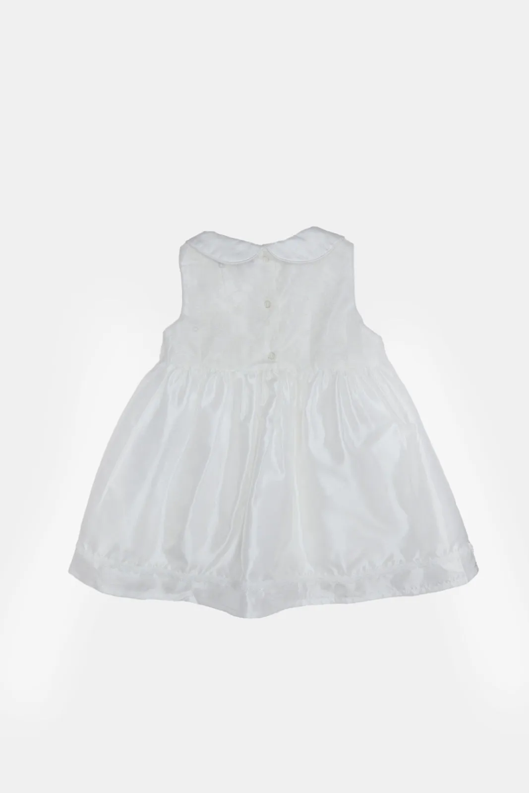 Infant Girls Ivory Peter Pan With Front Bow Embellished Dress