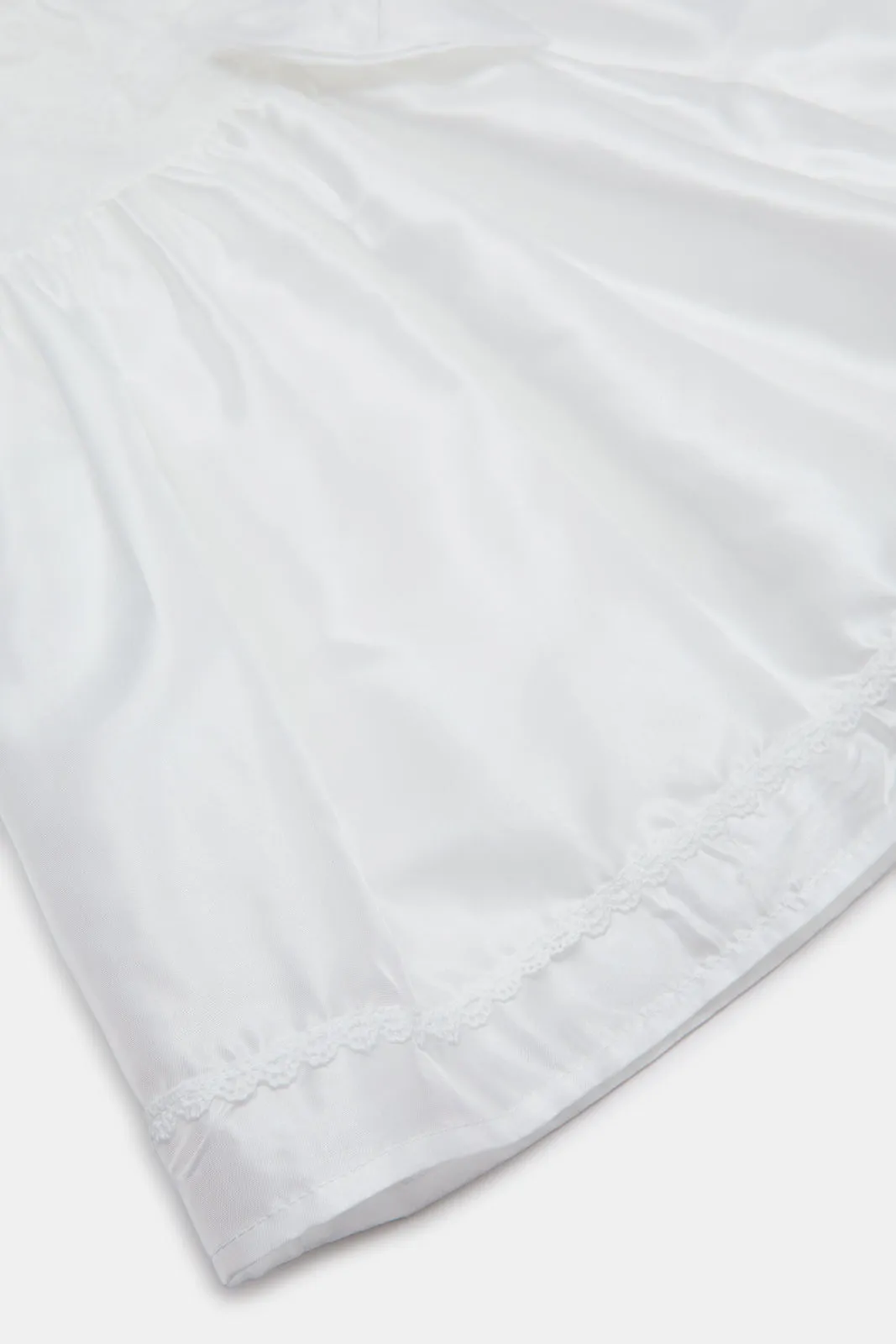 Infant Girls Ivory Peter Pan With Front Bow Embellished Dress