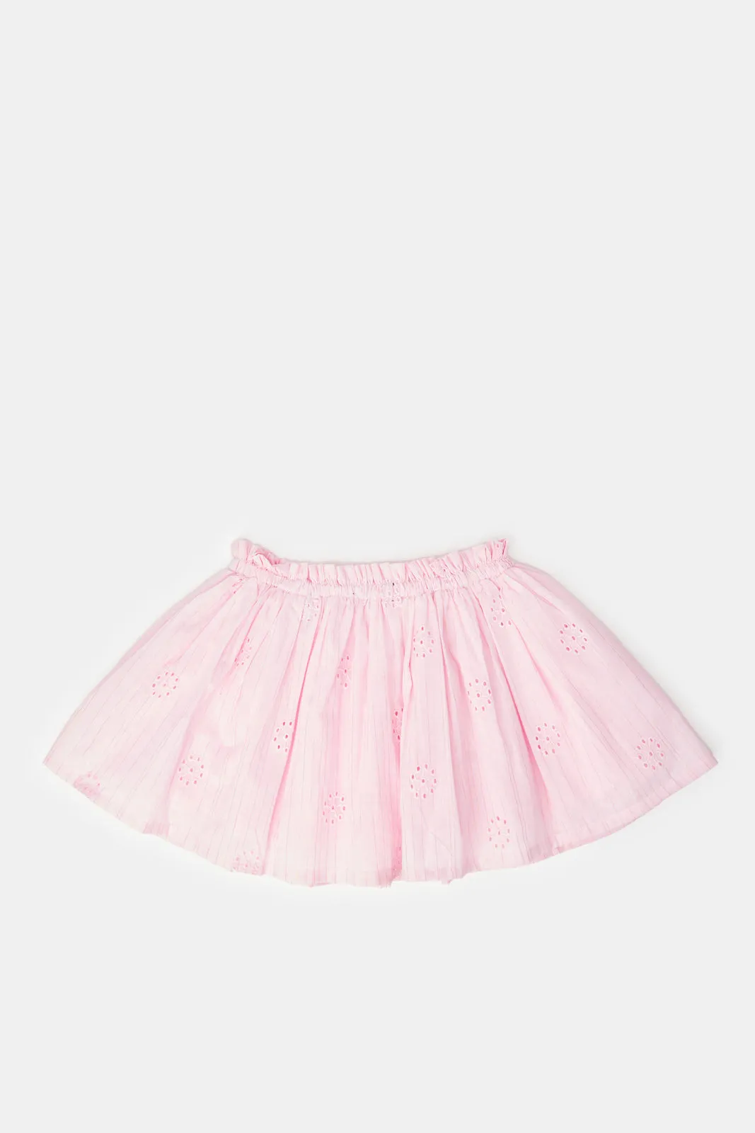 Infant Girls Pink Frills Blouse With Skirt (2 Piece)