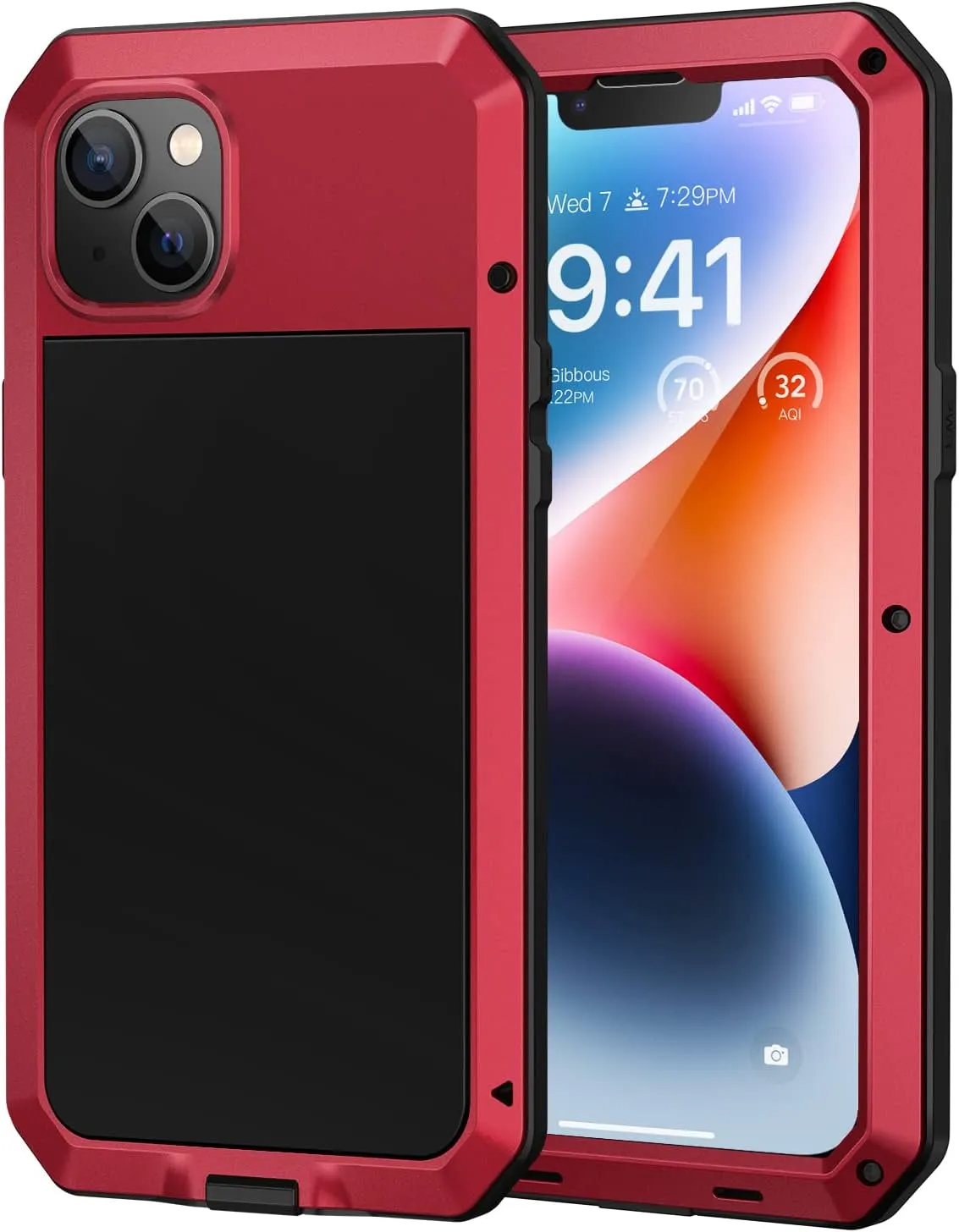 iPhone 14 Metal Case, Heavy Duty Shockproof  Rugged Case  Black