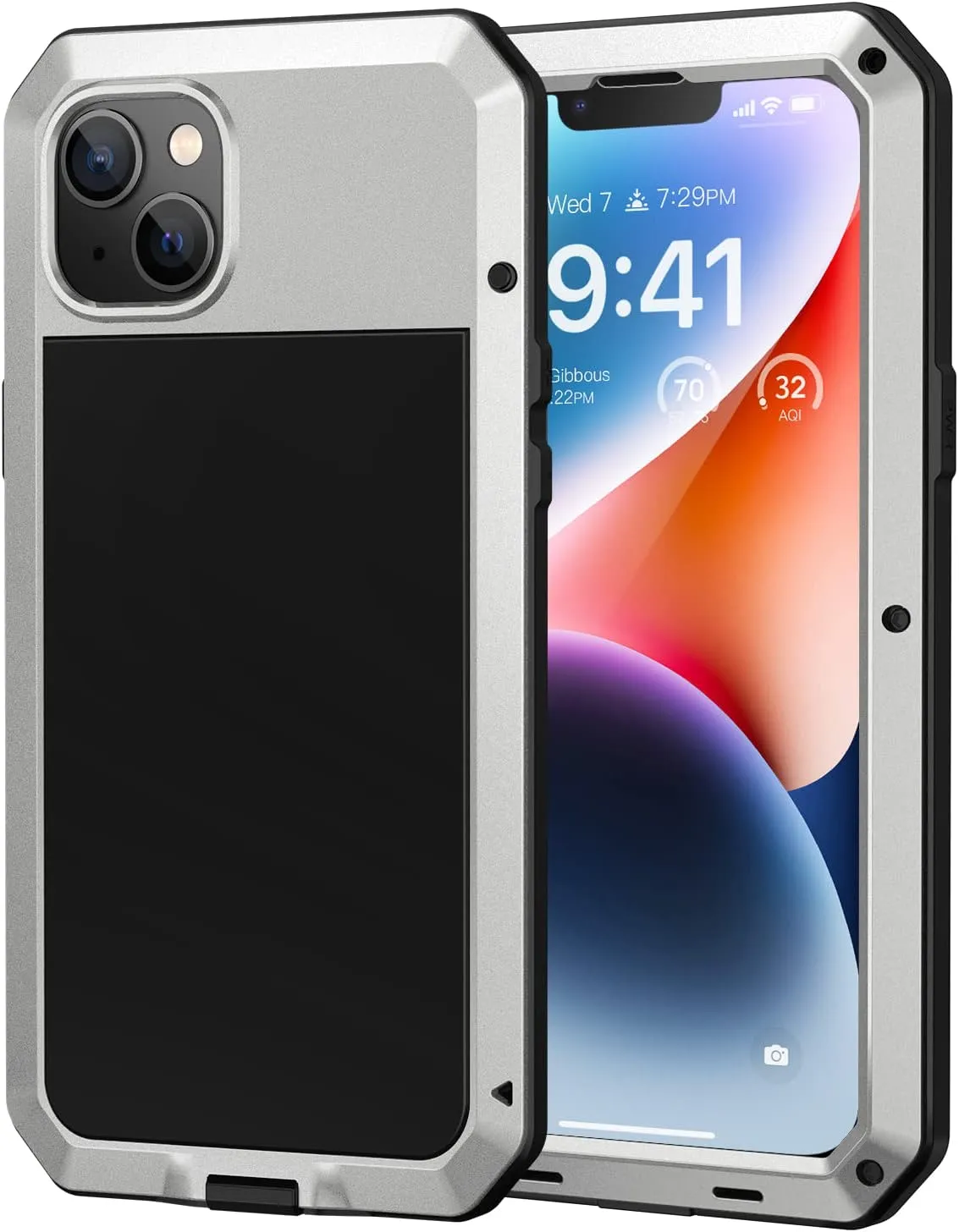iPhone 14 Metal Case, Heavy Duty Shockproof  Rugged Case  Black