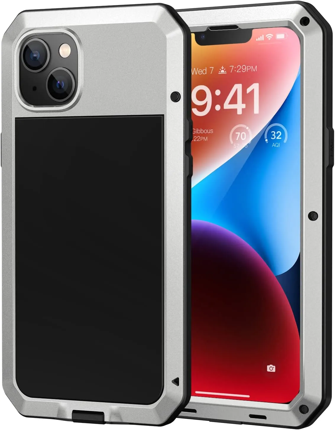 iPhone 14 Metal Case, Heavy Duty Shockproof  Rugged Case  Black