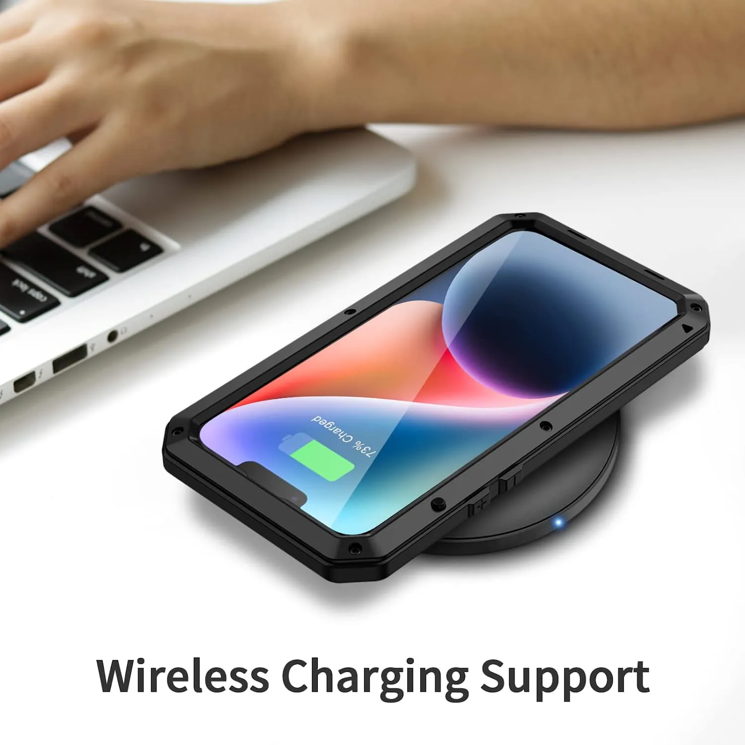 iPhone 14 Metal Case, Heavy Duty Shockproof  Rugged Case  Black