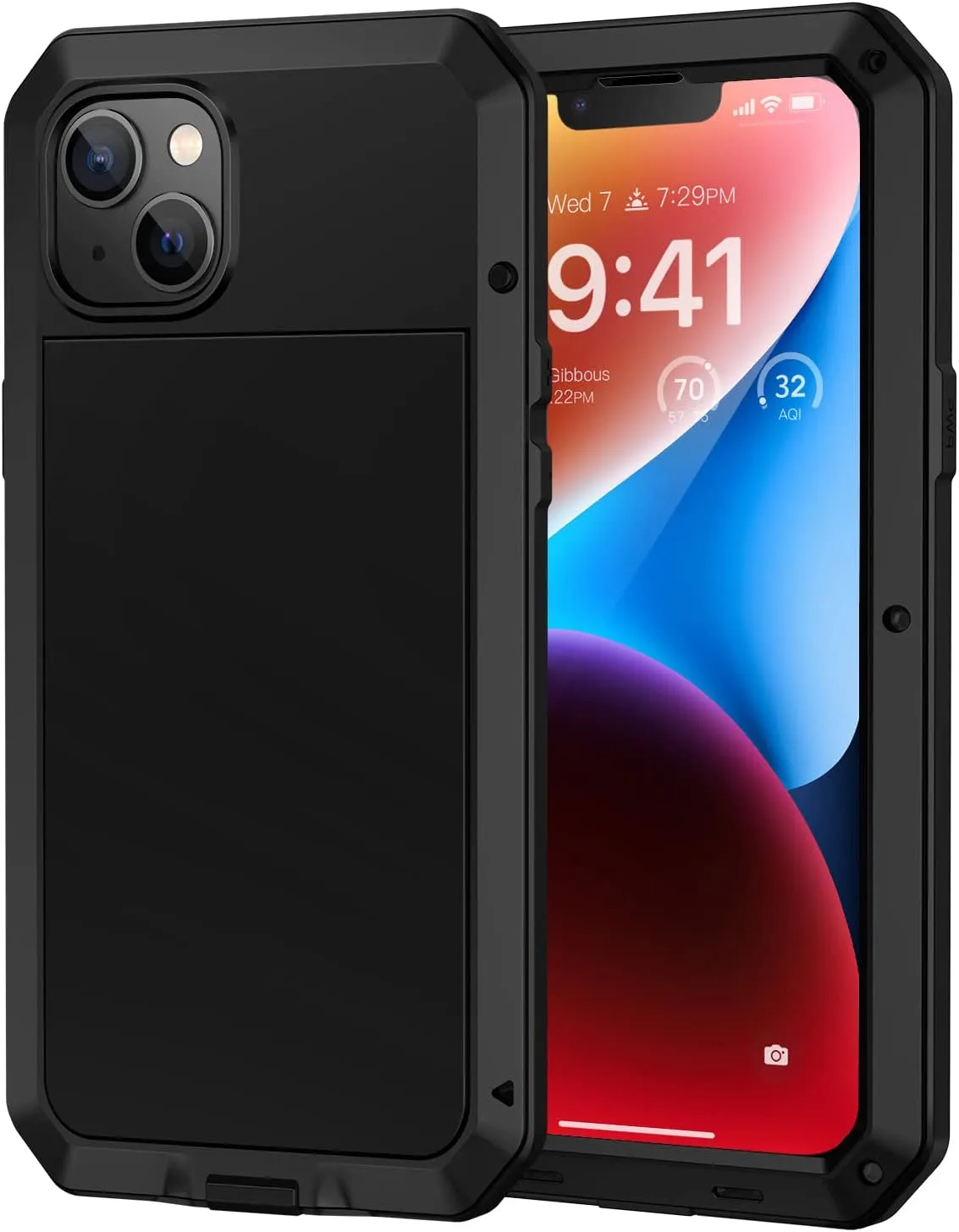 iPhone 14 Metal Case, Heavy Duty Shockproof  Rugged Case  Black