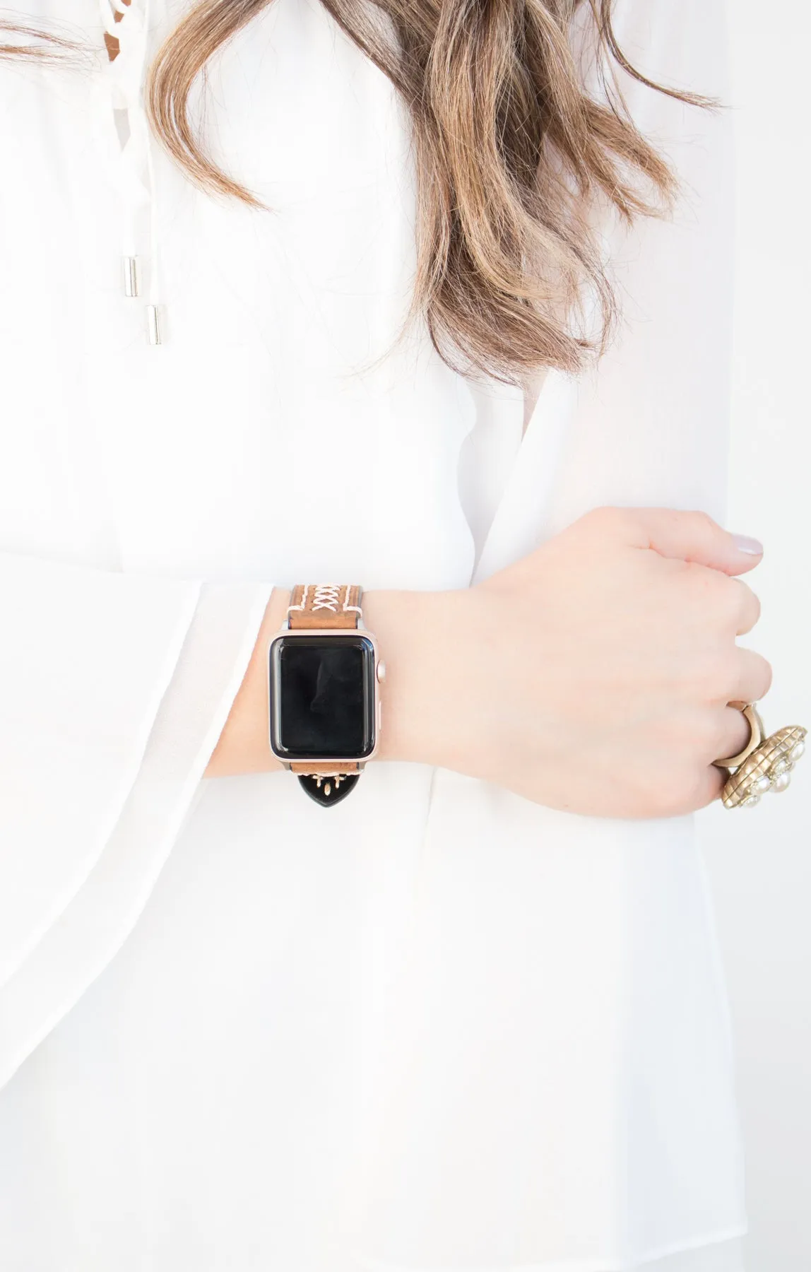 Leather Stitched Apple Watch Band