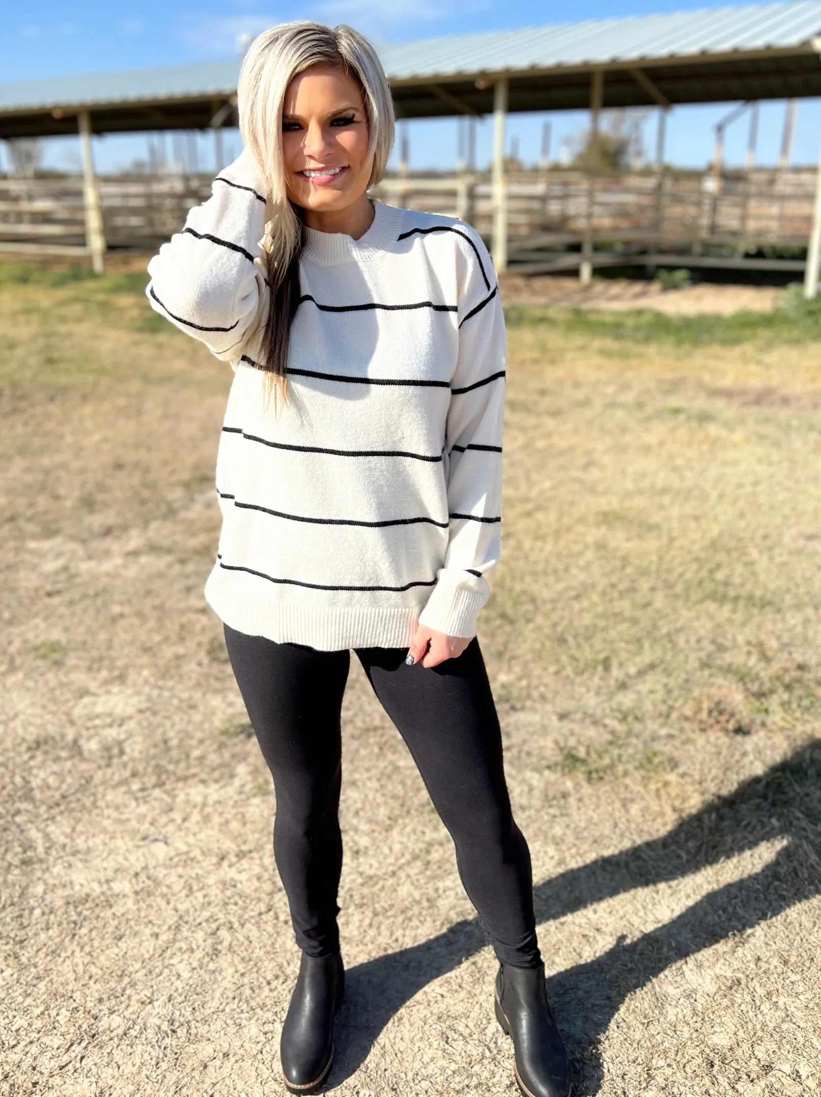 Loose Fit Stripe Sweater Top - 3 Colors