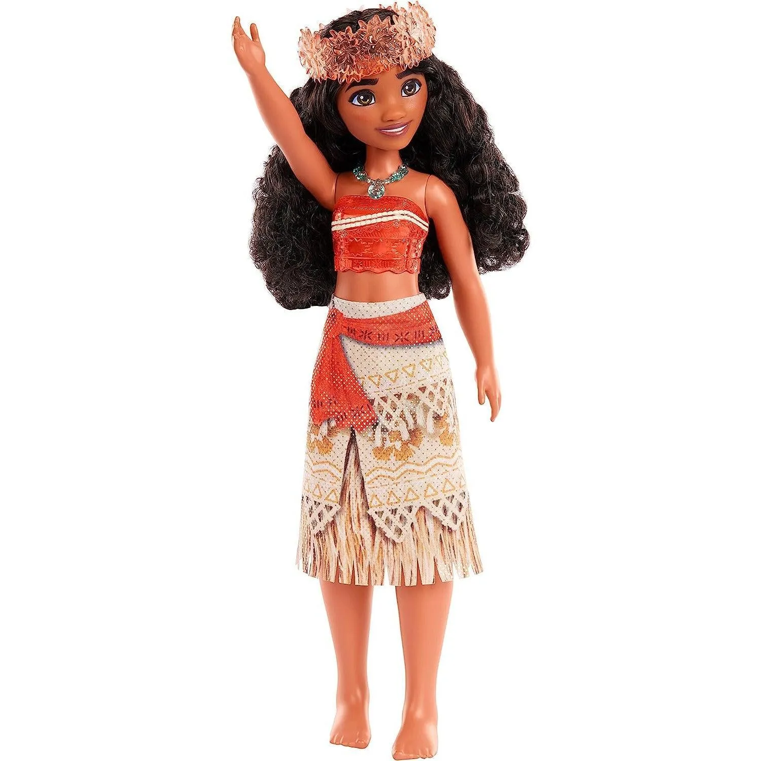 Mattel Disney Princess Moana Fashion Doll, Sparkling Look with Brown Hair, Brown Eyes & Hair Accessory