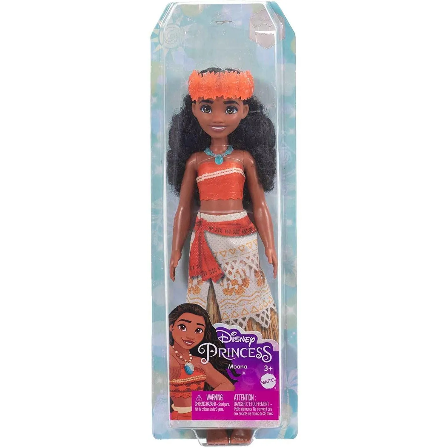Mattel Disney Princess Moana Fashion Doll, Sparkling Look with Brown Hair, Brown Eyes & Hair Accessory