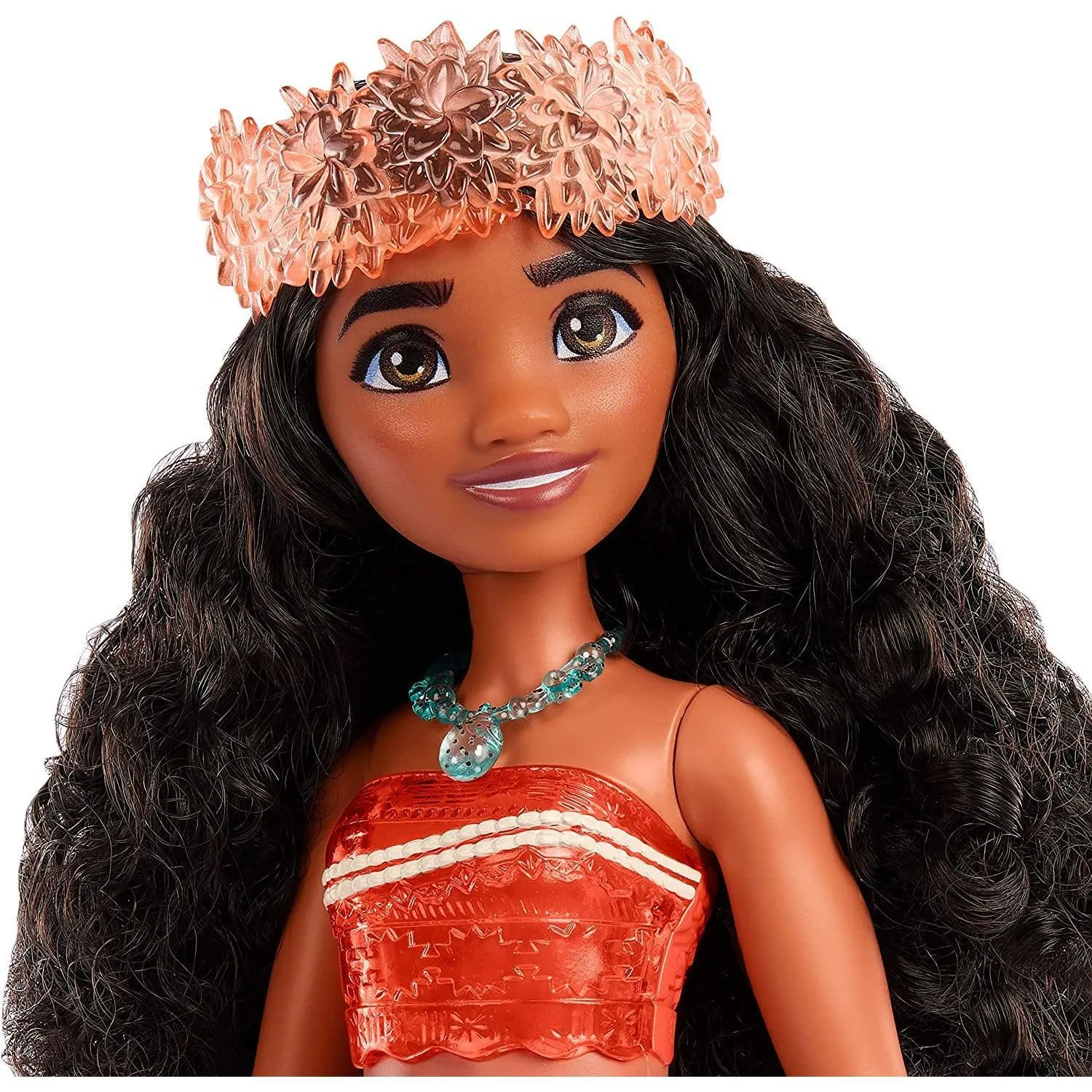 Mattel Disney Princess Moana Fashion Doll, Sparkling Look with Brown Hair, Brown Eyes & Hair Accessory