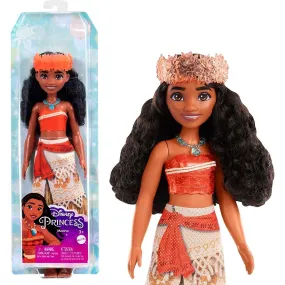 Mattel Disney Princess Moana Fashion Doll, Sparkling Look with Brown Hair, Brown Eyes & Hair Accessory