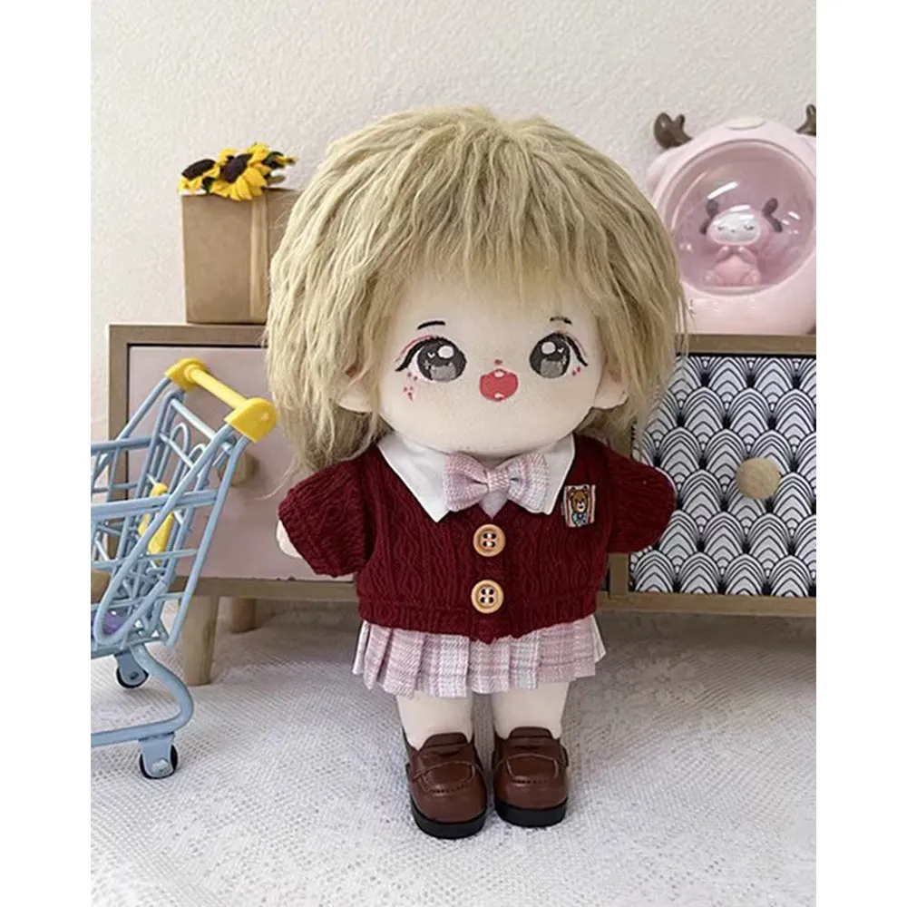 niannyyhouse 20cm Plush Doll Clothes Coat White Shirt JK Skirt College Style Cardigan Suit 8in Soft Stuffed Plush Doll Accessories
