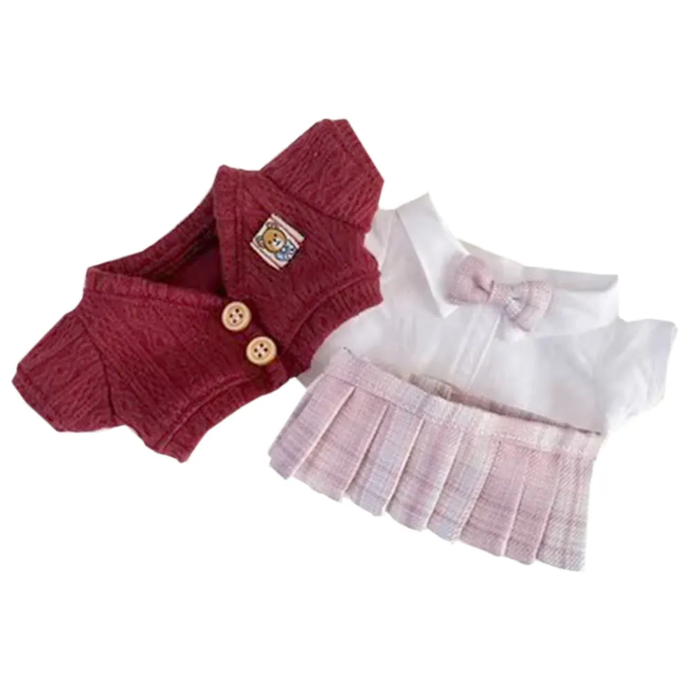 niannyyhouse 20cm Plush Doll Clothes Coat White Shirt JK Skirt College Style Cardigan Suit 8in Soft Stuffed Plush Doll Accessories