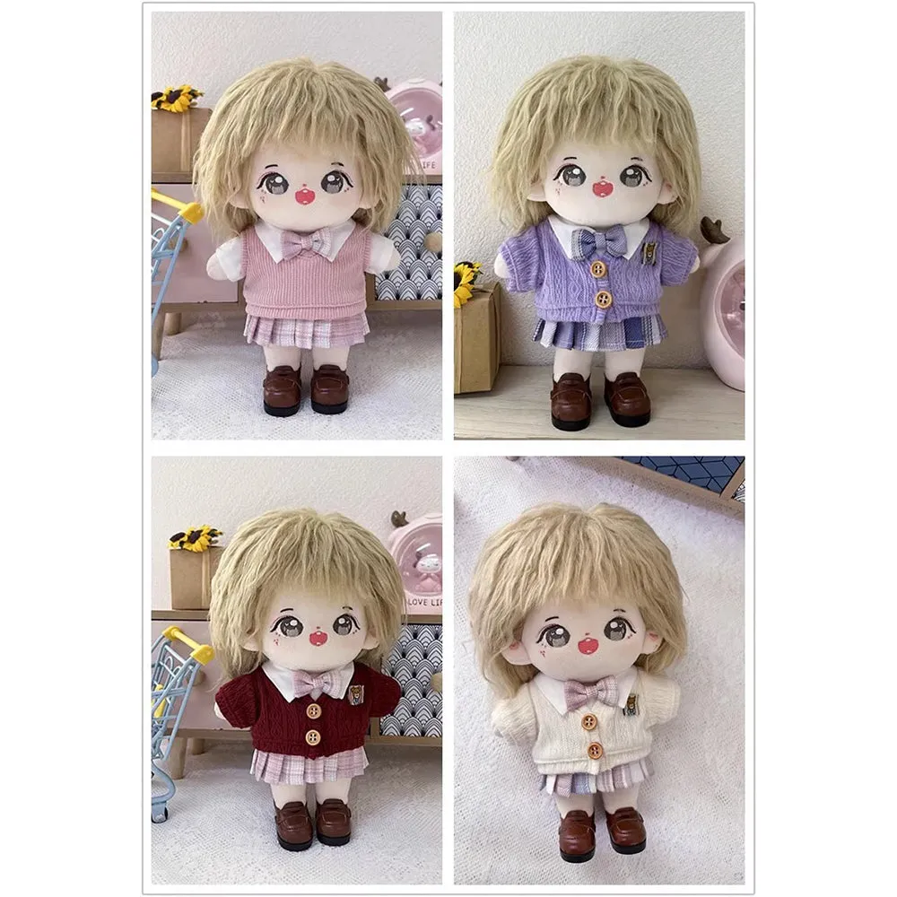niannyyhouse 20cm Plush Doll Clothes Coat White Shirt JK Skirt College Style Cardigan Suit 8in Soft Stuffed Plush Doll Accessories