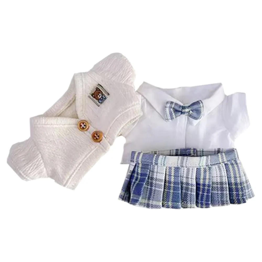 niannyyhouse 20cm Plush Doll Clothes Coat White Shirt JK Skirt College Style Cardigan Suit 8in Soft Stuffed Plush Doll Accessories