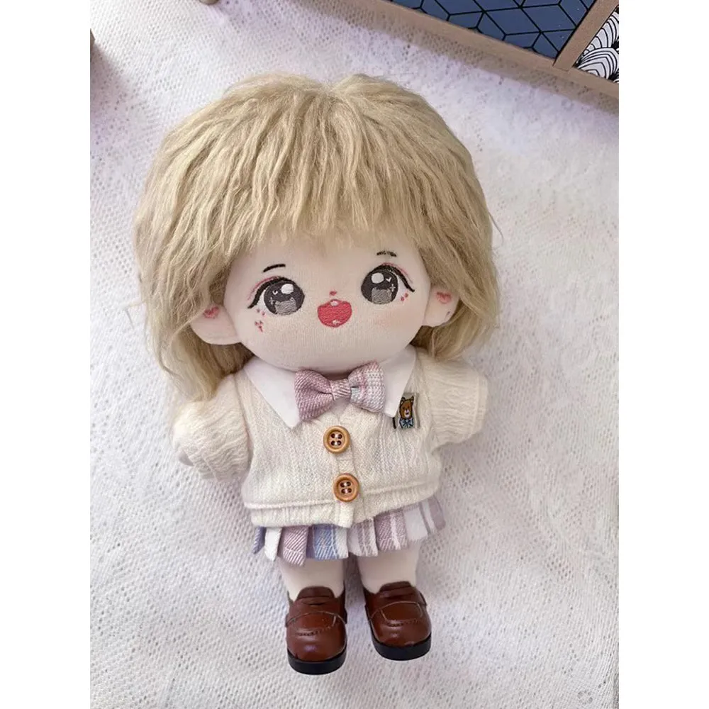 niannyyhouse 20cm Plush Doll Clothes Coat White Shirt JK Skirt College Style Cardigan Suit 8in Soft Stuffed Plush Doll Accessories