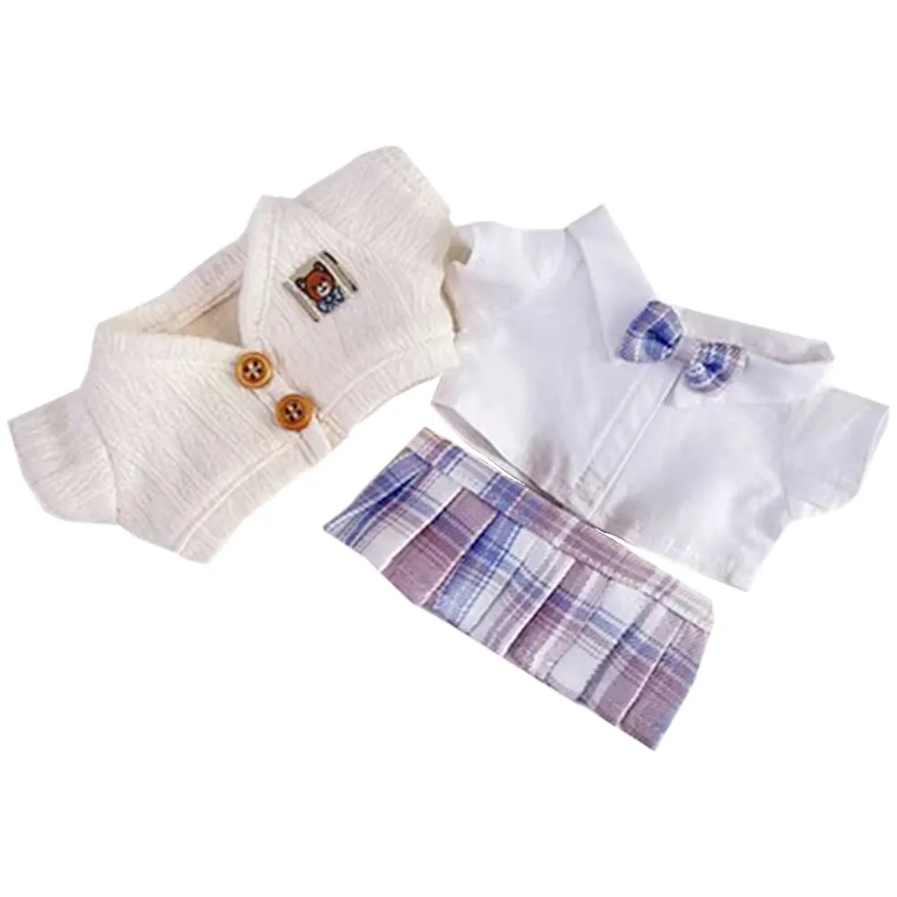 niannyyhouse 20cm Plush Doll Clothes Coat White Shirt JK Skirt College Style Cardigan Suit 8in Soft Stuffed Plush Doll Accessories