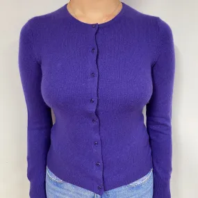 Pansy Purple Cashmere Crew Neck Cardigan Small