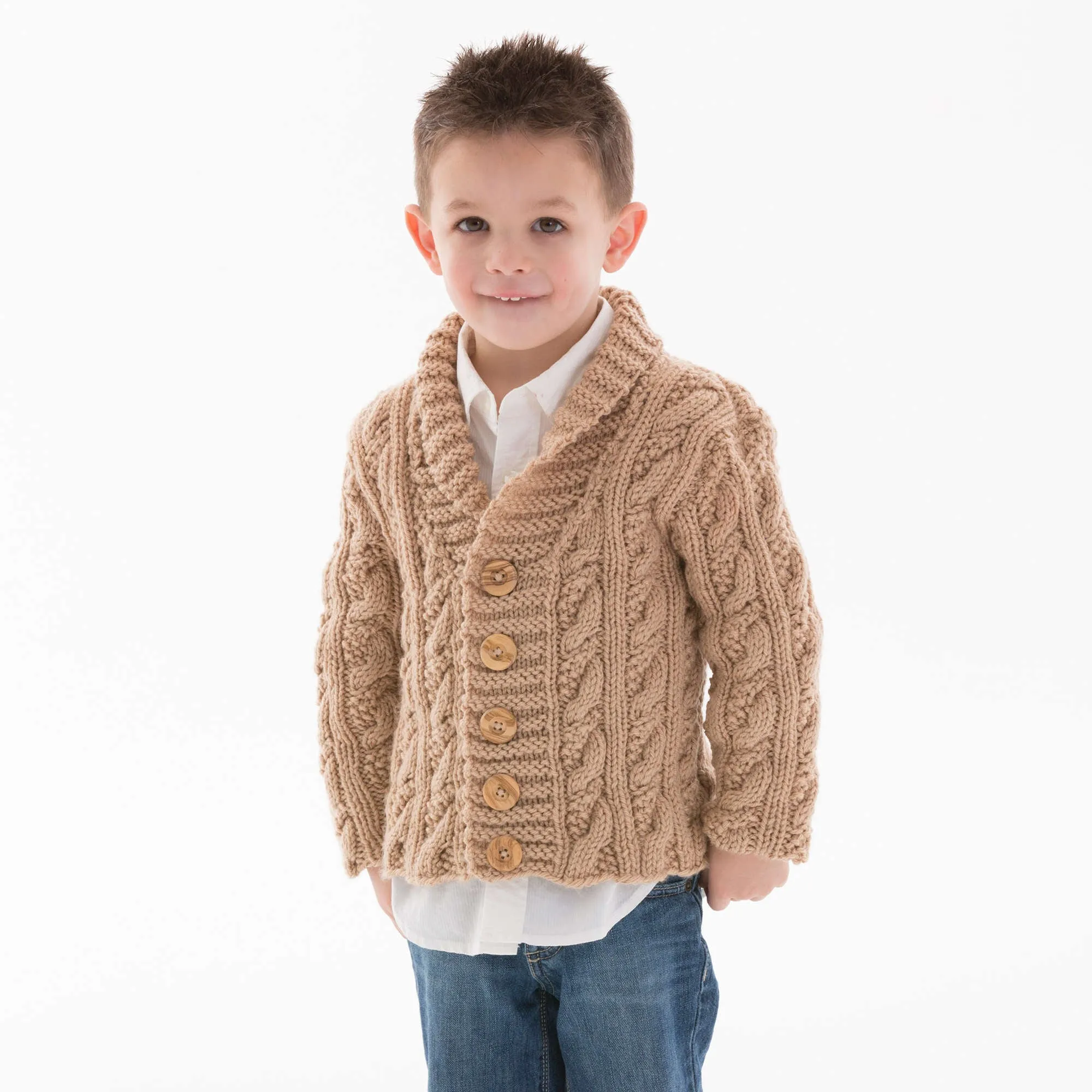 Red Heart Little Man Cable Knit Cardigan