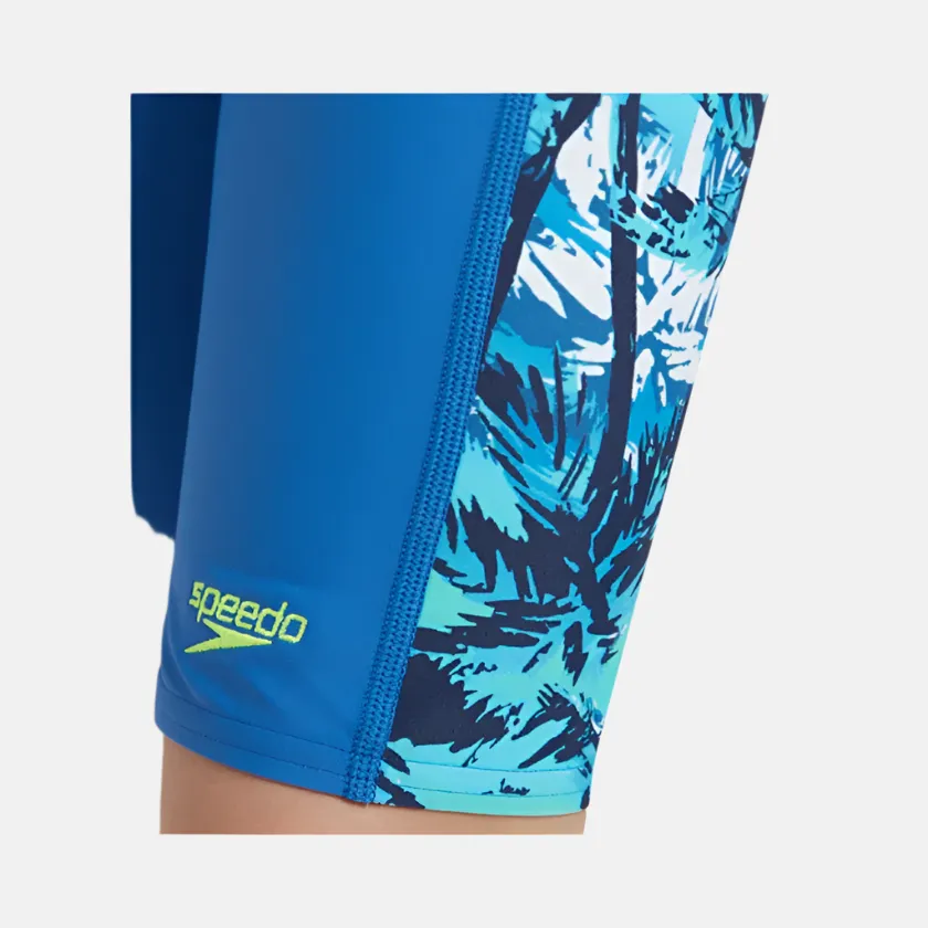 Speedo Enduraflex Side Panel Digital Print Boy's Jammer -Turkish Sea/Peacoat/Picton Blue